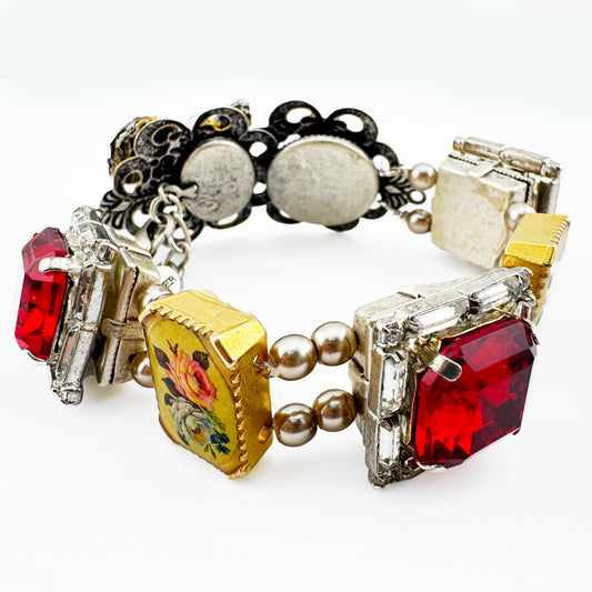 Armband Auerhahn mit Steinen rot