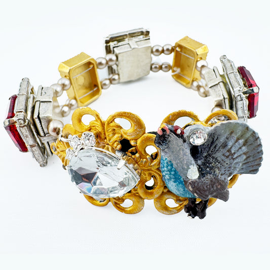 Armband Auerhahn mit Steinen rot